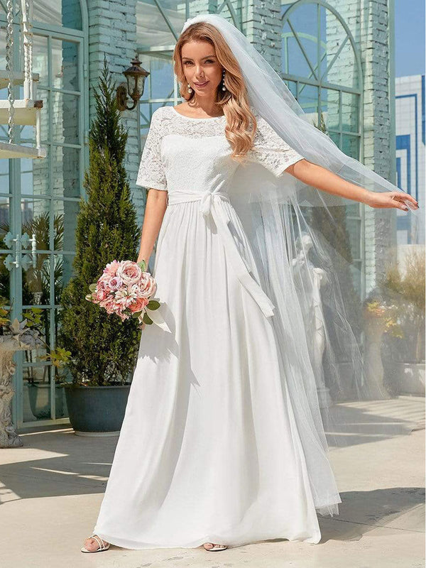 Elegant V-neck Chiffon Ruffles Sleeveless Wedding Dress Bridal Gowns –  Pgmdress